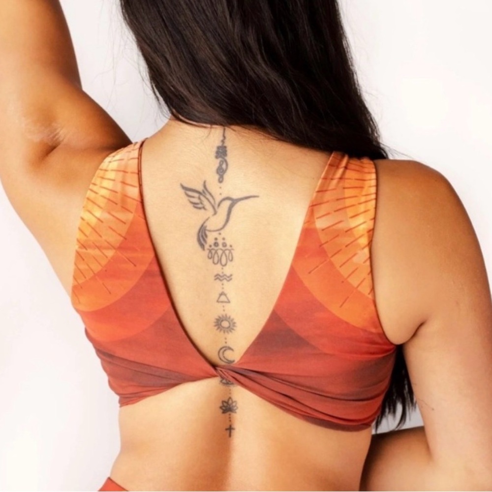 Sunset Orange Women's yoga democracy Crop Top - Picture 4 of 7